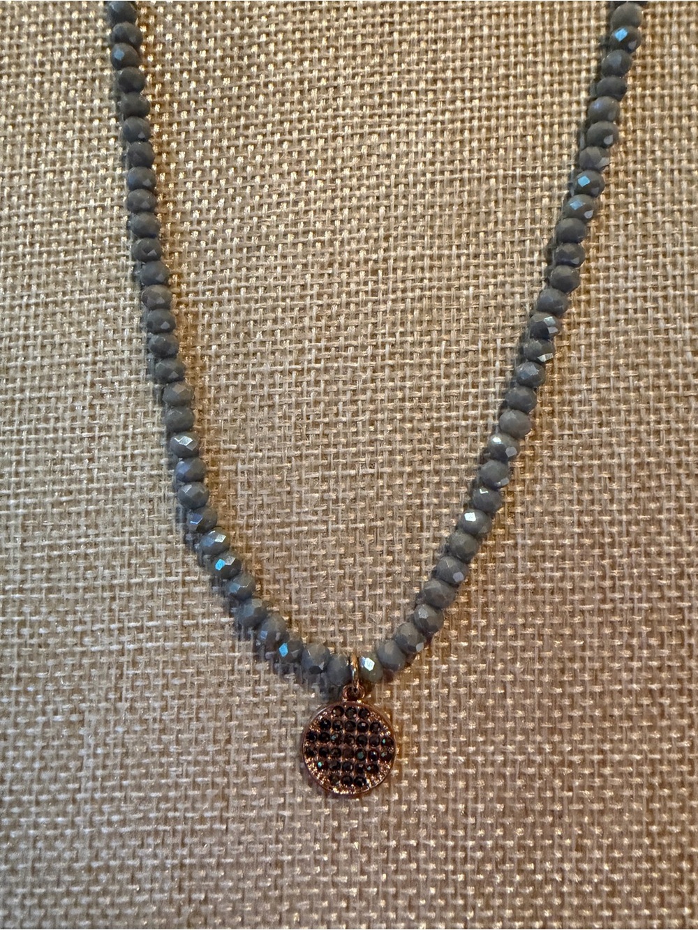 Elegant Gray Beaded Necklace with Gold Pendant by Park Lane - Picture 5 of 8